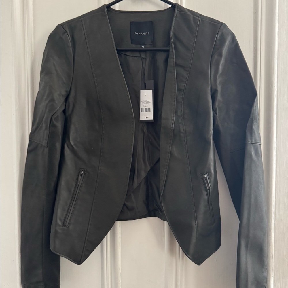 Dynamite Forest Green Blazer Asymmetrical Hemline Structured Design